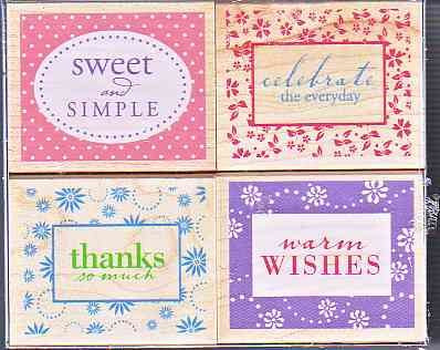 Sweet and Simple Patterns Wood Mounted Rubber Stamp Set -LL174-