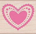 Scallop Heart Wood Mounted Rubber Stamp -C4564-