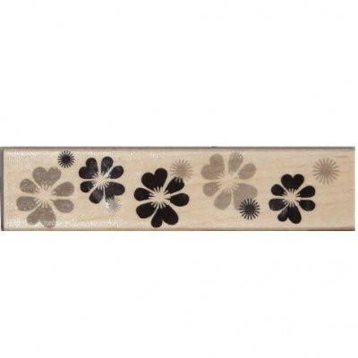 Heart Flower Border Wood Mounted Rubber Stamp -F4907-