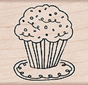 Small Cupcake Wood Mounted Rubber Stamp -D4959-