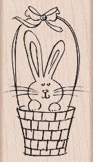 Hero Arts Bunny in a Basket Wood Mounted Rubber Stamp