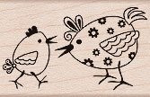 Chatting Chicks Wood Mounted Rubber Stamp -E5395-