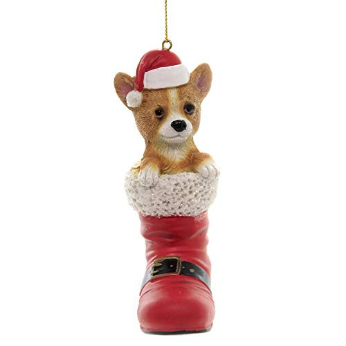 Kurt Adler D3449CO Pembroke Welsh Corgi in Santa Boot Ornament