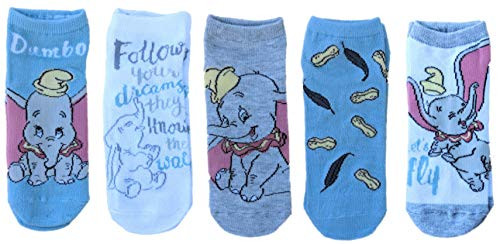 DUMBO womens Dumbo 5 Pack No Show Casual Sock  Assorted Pastel  Shoe Size 4-9 US