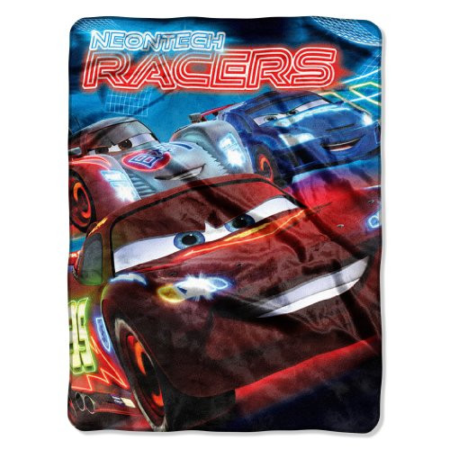 Disney-Pixar s Cars   inchNeon Tech inch Micro Raschel Throw Blanket  46 inch x 60 inch  Multi Color
