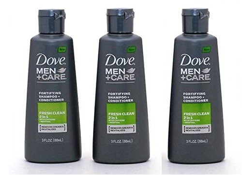 Dove Men Plus Care 2 in 1 Shampoo  Plus  Conditioner Fresh Clean 3 Oz Travel Size-Pack of 3-
