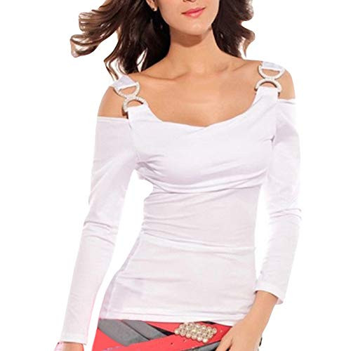 Blouse for Women Fashion Casual Tops Spring Summer Short Long Sleeve Strapless Solid O-Neck Shirts White Chiffon Casual Loose T Shirts Womens Cold Shoulder Blouses Blouse for Women Fashion Casual Tops Spring Summer Short Long Sleeve Strapless Solid O-Neck Shirts White Chiffon Casual Loose T Shirts Womens Cold Shoulder Blouses