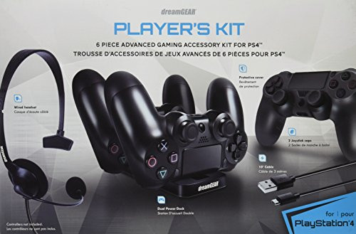 dreamGEAR - Player's Kit- includes charge dock/sync cable/headset/silicone controller cover - for PlayStation 4