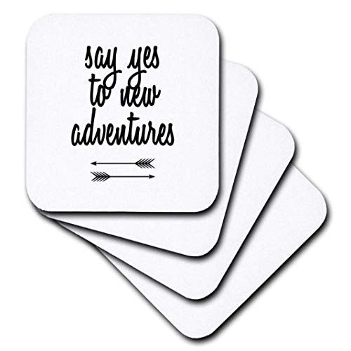 3D Rose Say Yes to New Adventures Ceramic Tile Coasters, Multicolor