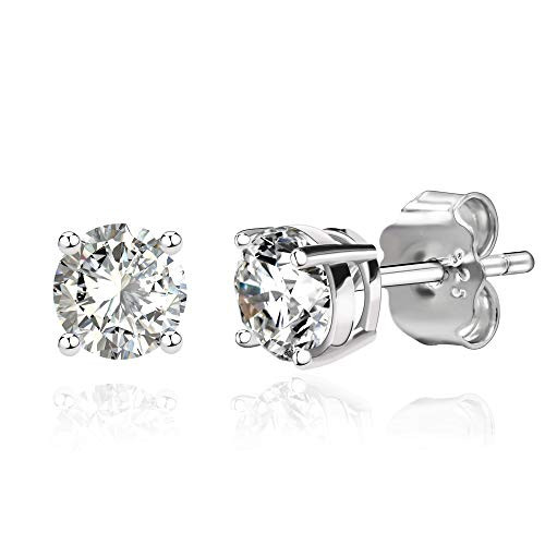 Spoil Cupid Rhodium Plated 925 Sterling Silver Brilliant Cut Cubic Zirconia Stud Earrings for Women Men 4mm Spoil Cupid Rhodium Plated 925 Sterling Silver Brilliant Cut Cubic Zirconia Stud Earrings for Women Men 4mm