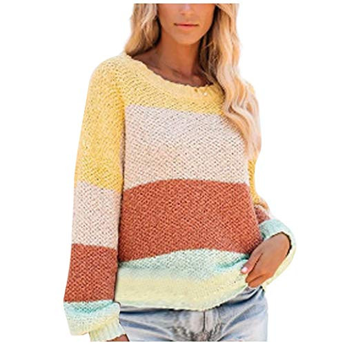 Forthery Fashion Women Casual Print Patchwork Blouse Long Sleeve Pullover Loose Tops-K- Orange