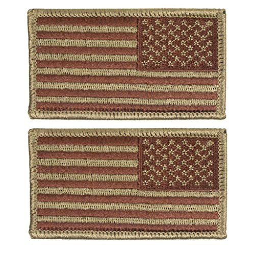 US American Flag Spice Brown OCP Patch with Hook Fastener -Reverse Facing-2 Pack-