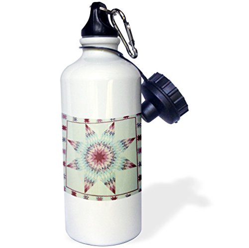 3dRose  inchPatchwork Star In Pink and blue inch Sports Water Bottle  21 oz  White 3dRose  inchPatchwork Star In Pink and blue inch Sports Water Bottle  21 oz  White