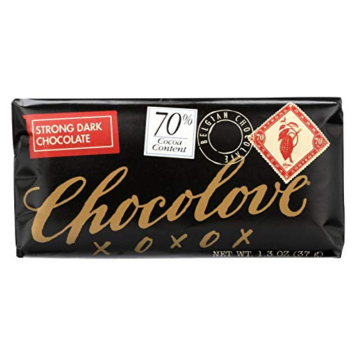 Chocolove Xoxox Premium Chocolate Bar - Dark Chocolate - Strong - Mini - 1.3 oz Bars - Case of 12 - Dairy Free - Wheat Free - Kosher - 70 percent  Cocoa