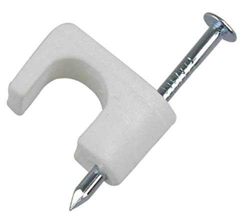 FIXSON Cable Wire Clips -Pack of 100- Cord Clips for Wall Nail in Clips for Ethernet Cable Tv Wire Cable and Coaxial Cable Nails Included -12mm-