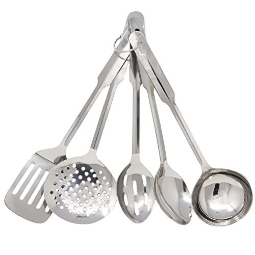 Amco 8796 Stainless Steel 5-Piece Utensil Set,Medium