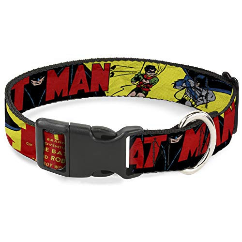Buckle-Down Cat Collar Breakaway Classic Batman Issue 1 Robin Batman Cover Pose Yellow Red 8 to 12 Inches 0.5 Inch Wide