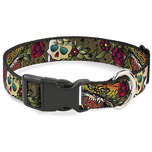 Buckle-Down Cat Collar Breakaway Death Before Dishonor Olive 8 to 12 Inches 0.5 Inch Wide