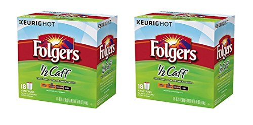 36 Count - Folgers Half Caff Coffee K-Cups for Keurig K Cup Brewers and 2.0 Brewers