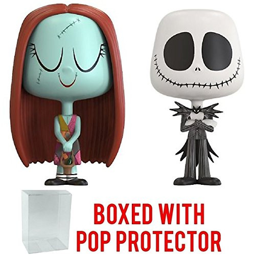 Funko Vynl: The Nightmare Before Christmas - Jack Skellington and Sally Vinyl Figure 2-Pack (Bundled with Pop BOX PROTECTOR CASE)