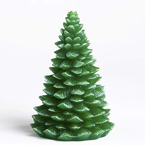 The Lakeside Collection Unscented Decorative Green Christmas Tree Candle - Lighted Home Accent - 6.75 inch