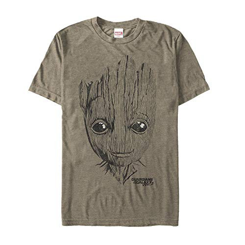 Men s Marvel Guardians of The Galaxy Vol. 2 Groot Face T-Shirt - Mocha Heather - Large