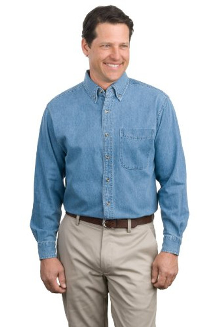 Port Authority Long Sleeve Denim Shirt. S600 Faded Denim L
