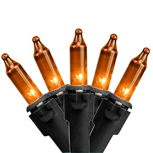 Northlight Set of 35 Orange Mini Christmas Lights 2.5 Spacing - Black Wire