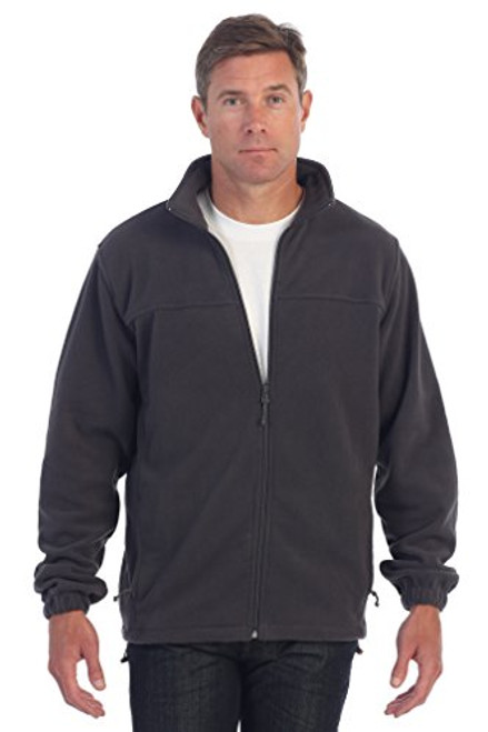 Gioberti Mens Full Zip Polar Fleece Jacket Heather Charcoal Large Gioberti Mens Full Zip Polar Fleece Jacket Heather Charcoal Large