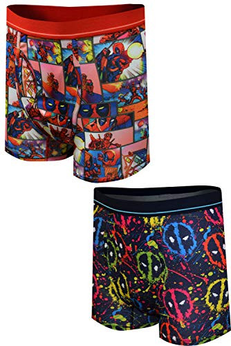 Marvel mens Deadpool Comics Logo Men s 2-pack Boxer Briefs  Red Navy  36-38 US