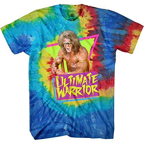WWE Mens Ultimate Warrior Shirt - Ultimate Warrior - World Wrestling Champion Tie Dye T-Shirt -Tie Dye  Large-