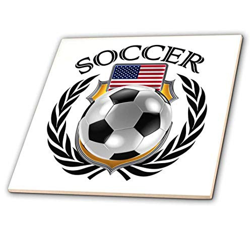 3D Rose USA Soccer Ball with Fan Crest Ceramic Tile  Multicolor