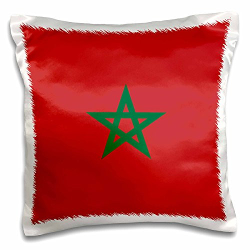 3dRose Flag of Morocco - Moroccan Red with Green Pentagram Star Seal Ensign - Africa African World Country Pillow Case 16 x 16