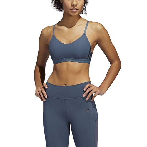 adidas womens All Me 3-Stripes Bra Legacy Blue Black Small