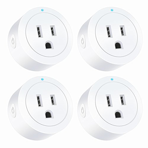 Amysen Smart Wi-Fi Plug?4-Pack?, Smart Outlet Mini Socket No Hub Required, Control Your Devices from Anywhere Works with Alexa and Google Assistant