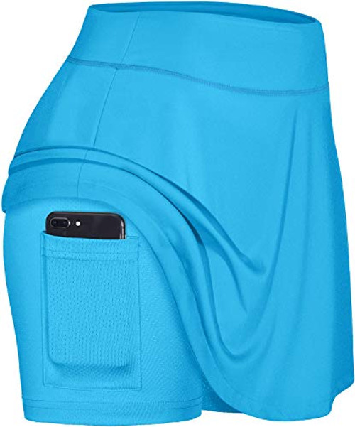 Blevonh Women s Tennis Skort Active Pleated Skirts with Pocket for Running Golf Blue S