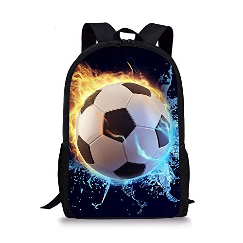 FANCOSAN Fire Soccer Children School Backpack Boys Girls Schoolbag Book Bag for Kids 2Nd 3Rd 4Th 5Th 6Th Grade