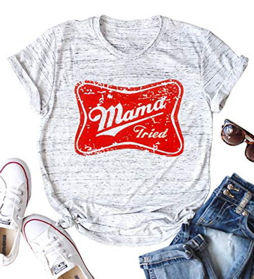 Mama Tried T Shirt Women Funny Mama Letter Print Shirt Mom Tops Tees Funny Graphic Tee Casual Short Sleeve Shirts Tops -White Large- Mama Tried T Shirt Women Funny Mama Letter Print Shirt Mom Tops Tees Funny Graphic Tee Casual Short Sleeve Shirts Tops -White Large-