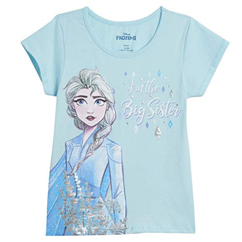 Disney Frozen Elsa Little Girls Graphic Short Sleeve T-Shirt Blue 6-6X