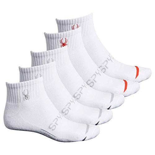 Spyder 5-pair Quarter Cut White Socks with Stitched Logo Medium