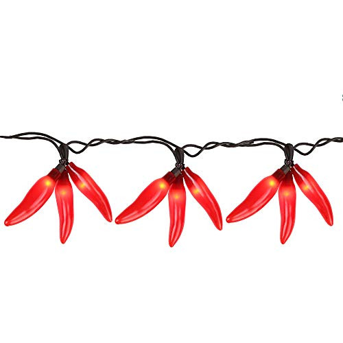 36-Count Red Chili Pepper Cluster Cinco De Mayo String Light Set  7.5ft Brown Wire