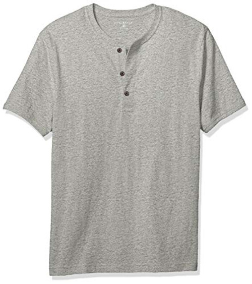 J.Crew Mercantile Men s Short-Sleeve Slub Cotton Henley  Heather tin  XS