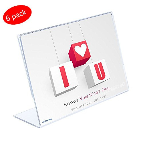 Display4top 6 Pack, 11 x 8.5 Inches Displays Clear Acrylic Slanted Sign Holders Landscape Ad Frame (6 Pack-2mm)