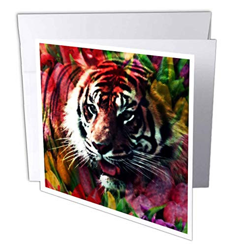 3dRose Cassie Peters Big Cat - Tiger Spring Flower - 12 Greeting Cards with envelopes -gc_287073_2- 3dRose Cassie Peters Big Cat - Tiger Spring Flower - 12 Greeting Cards with envelopes -gc_287073_2-