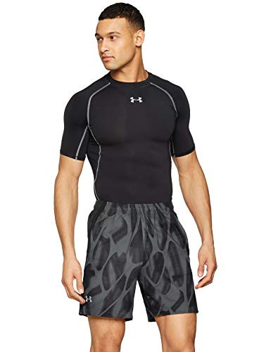 Under Armour Men s Launch Stretch Woven 7-inch Printed Shorts   Pitch Gray -012- Reflective   Medium