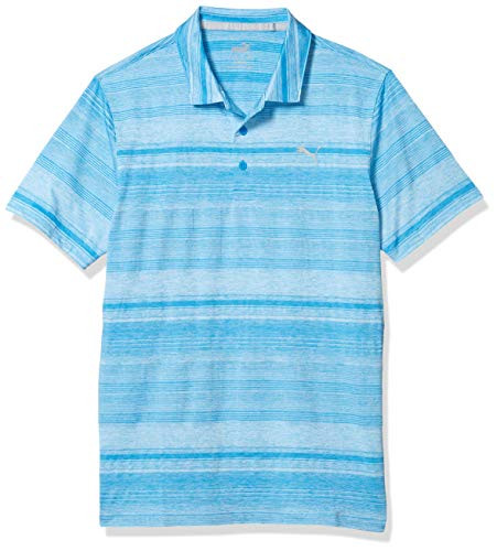 PUMA Golf 2020 Men s Variegated Stripe Polo  Ibiza Blue Heather  x Large