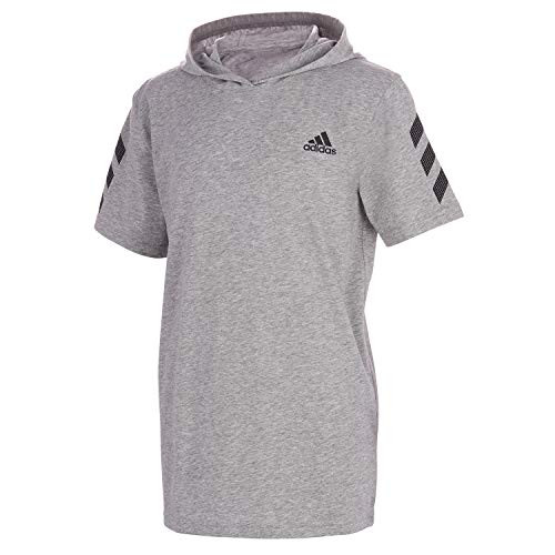 adidas Boys  Big Short Sleeve Hooded T-Shirt  BOS Grey Heather  X-Large