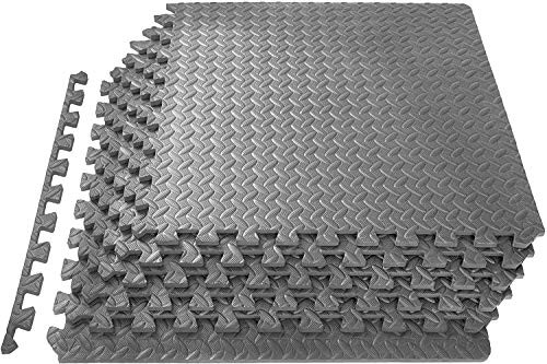 Puzzle Exercise Mat  Anti-slid Gym Flooring Mat with EVA Foam  Interlocking Foam Mats  Protective Flooring Tiles for Exercise  Yoga  Gym  Garage  Basement -12 Square Feet-6 Tiles-  Gray-
