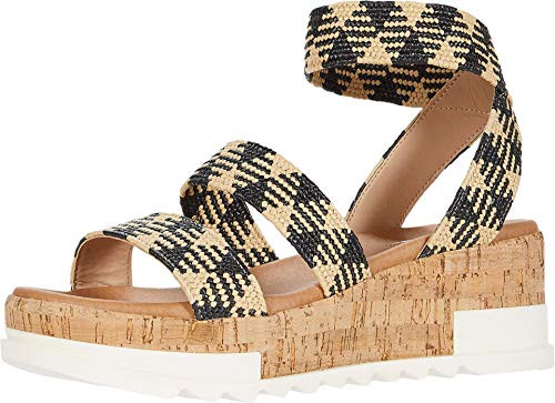 Steve Madden Bandi Wedge Sandal Black Multi 6.5 M