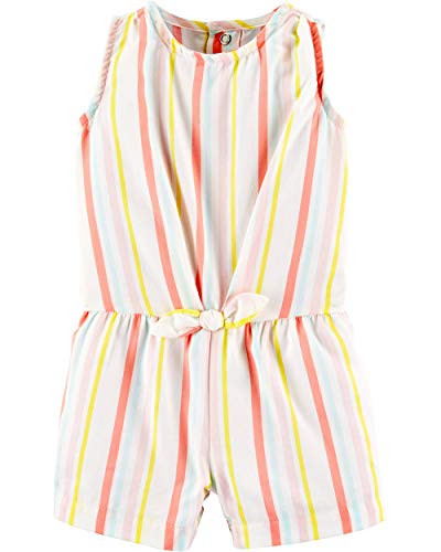 Carter s Baby Girls  Printed Chambray Romper -6 Months  Striped Multi-